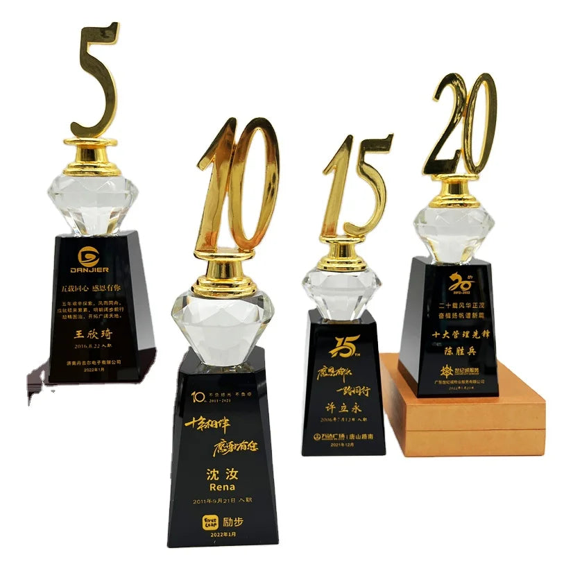 Exquisite Workmanship 5/10/15/20/30 Years Anniversary  Ceremony Crystal Glass Crafts Type Crystal Award Trophies