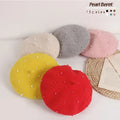 2022 Fashion Winter Autumn Pearl Beret Hat Princess Kids Beret for Toddler Girls 2-6Y