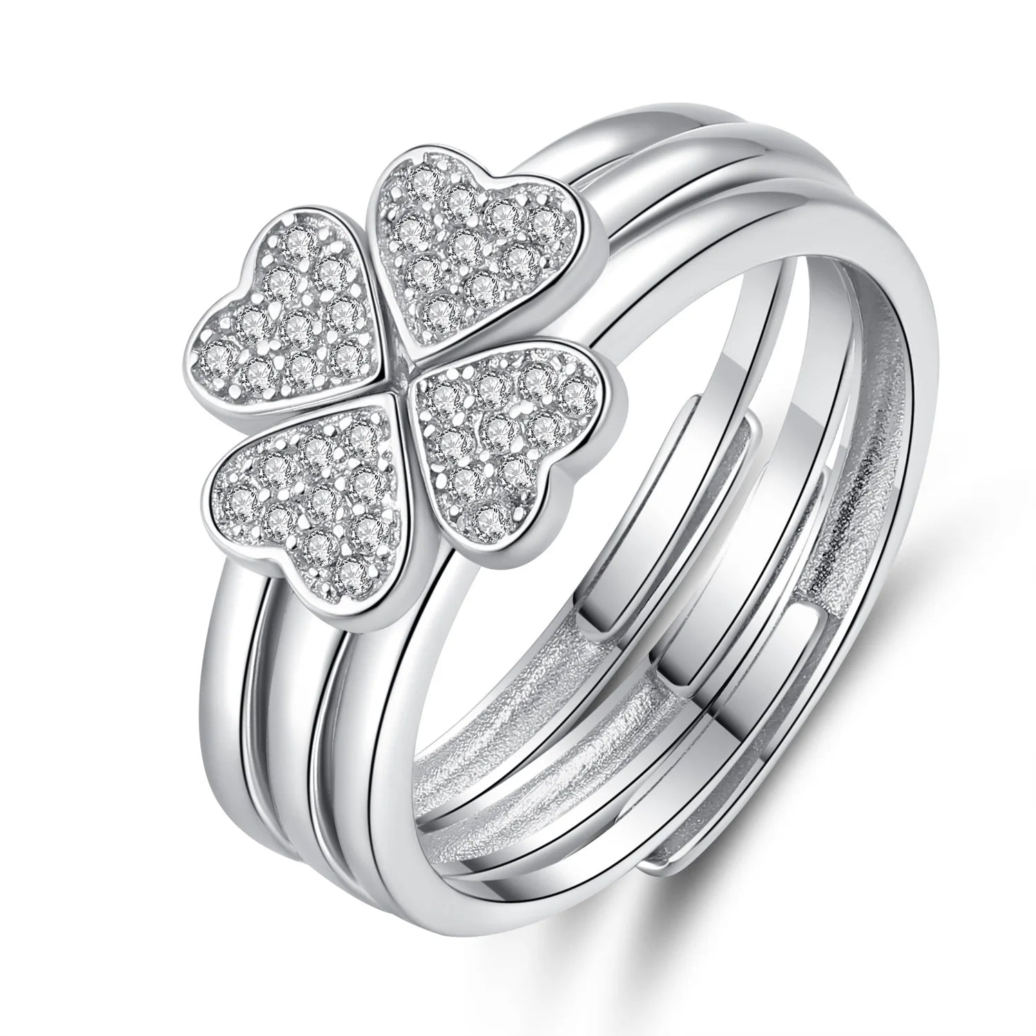 Wholesale Flower Four Leaf Clover Sterling Silver Wedding Engagement Rings The Latest Trendy Jewelry Ring For Women Girls