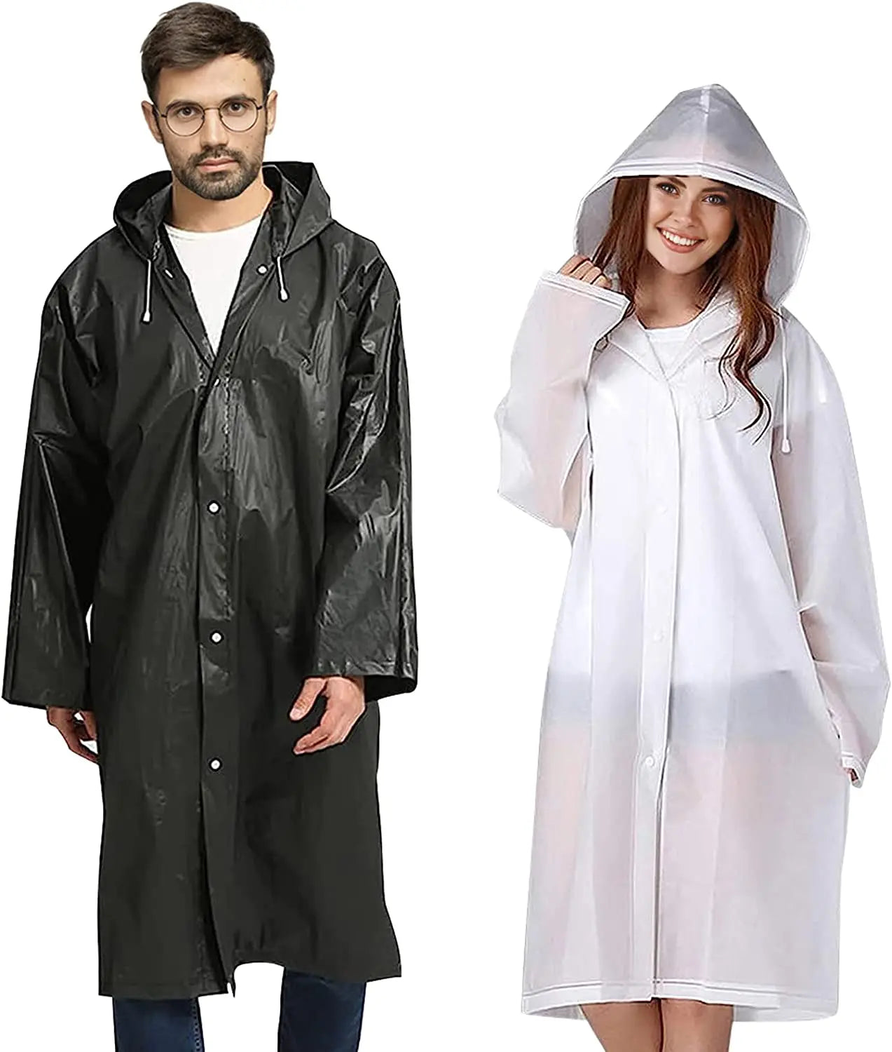 Eco-Friendly Rain Ponchos Adults Reusable Raincoats Emergency Rainwear for Women Men with Hood and Drawstring