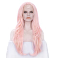 Tinsel Fiber Mixed Pink  Lace Front Wigs Matte Heat Resistant Fiber Same Human Hair Lace Front Wigs