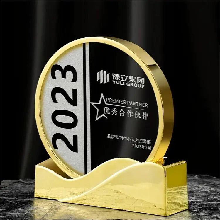 2024 New Design Gold Silver Bronze Metal Circle Crystal Trophy Awards MH-NJ0389