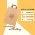 Custom Printed Black Brown White Small Kraft Paper Clothing Shopping Bag with Handles for Shoes