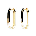 LOZRUNVE China Jewelry Factory Enamel Rectangle Oval Large Hoop Yin Yang Earring 18k Gold