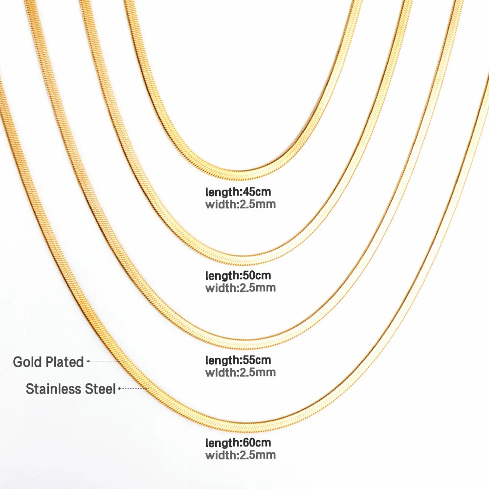 Fashion Snake Chain Necklace Waterproof Minimalist Non Tarnish Stainless Steel Women 18K Gold Plated Chain Link Necklace