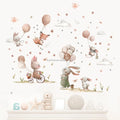Cartoon Cute Bunny Balloons Small Animal Stickers Living Room Children Bedroom Decorative Wallpaper Self-adhesive Stickers