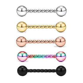 Stainless Steel Classic Tongue Barbell Rings Bars Retainer Body Piercing Women Men 5 Colors Mix Straight Nipple Rings Tongue