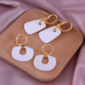 Women's Popular Ins Style Simple Geometric Acrylic Solid White Pendant Rectangular Earrings Cute Design