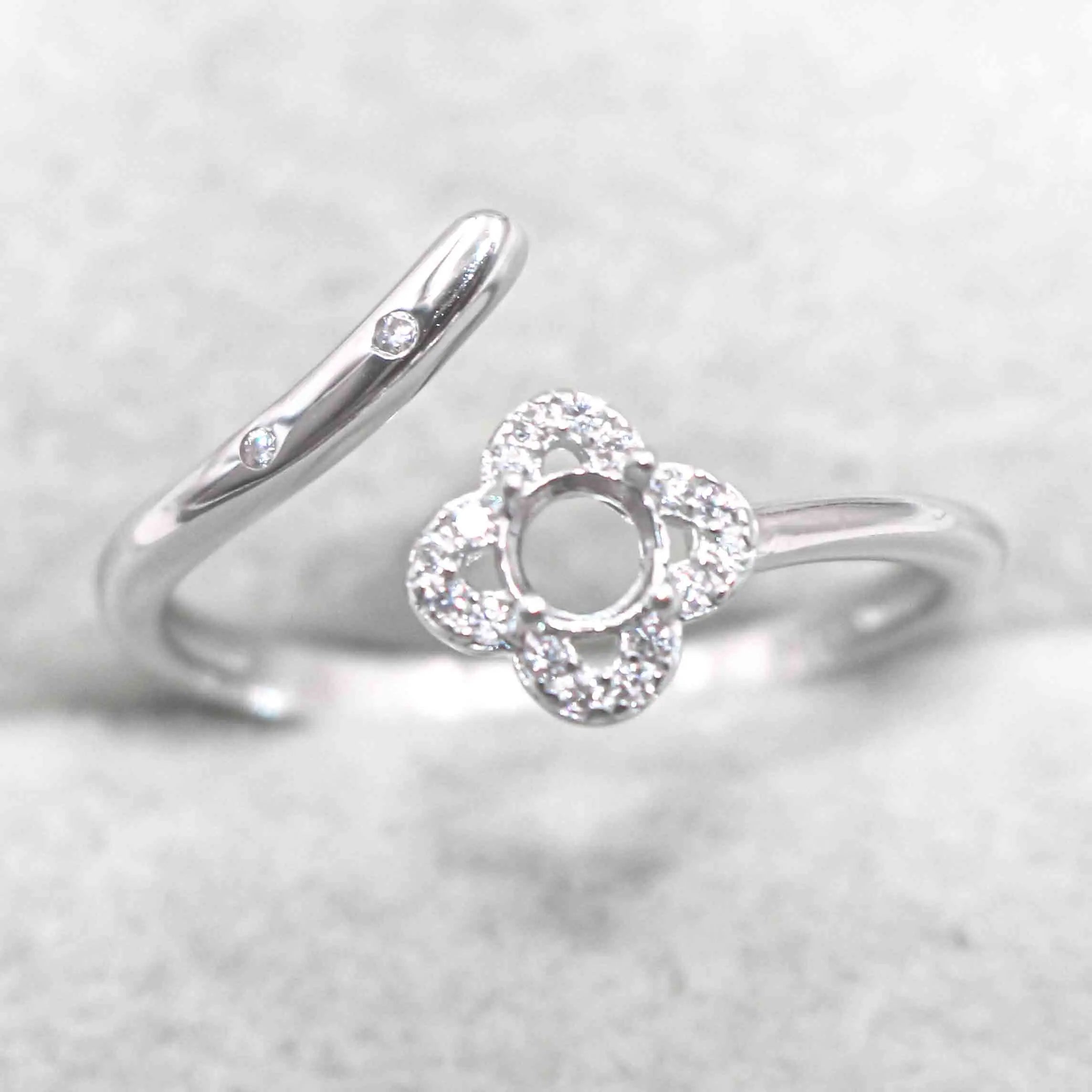 Sterling Silver 3.5mm Semi Mount Ring Empty Frame Blank Support Claw Setting S925 Base Holder Without Center Stone for DIY Inlay