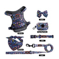 Low MOQ Custom Designer Pet Dog Harness Leash Collar Set Floral Personalized Luxury Adjustable No Pull Dog Harness With Handle