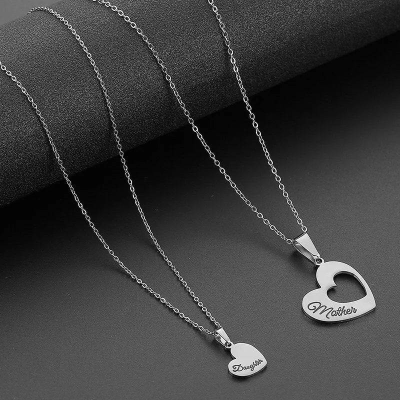 Mother-Daughter Bond Double-Heart Letter Pendant Necklace Mother's Day Gift ft