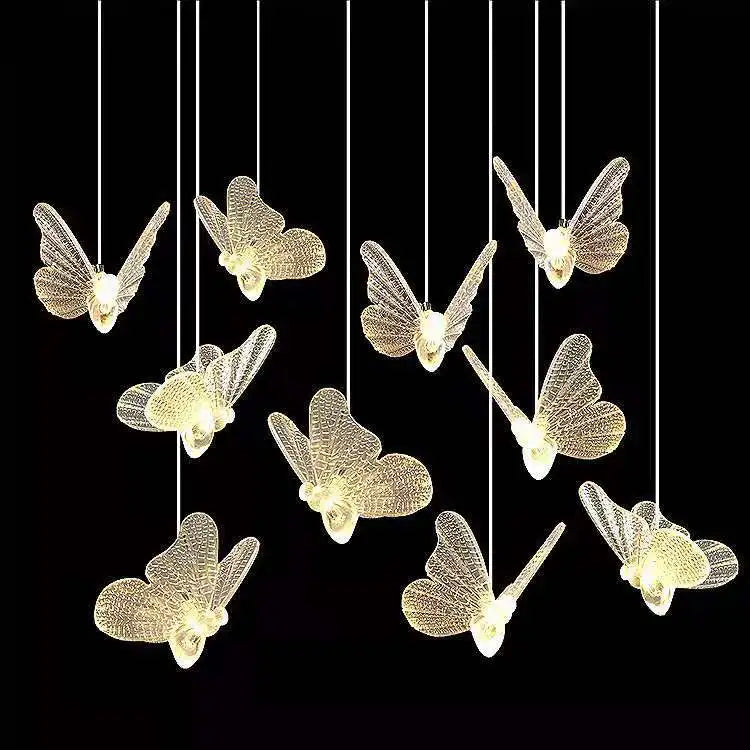 Wedding 10 Arms Luminous butterfly Chandelier High-end Acrylic Hotel Ceiling Wedding Hall Stage Decoration Lights