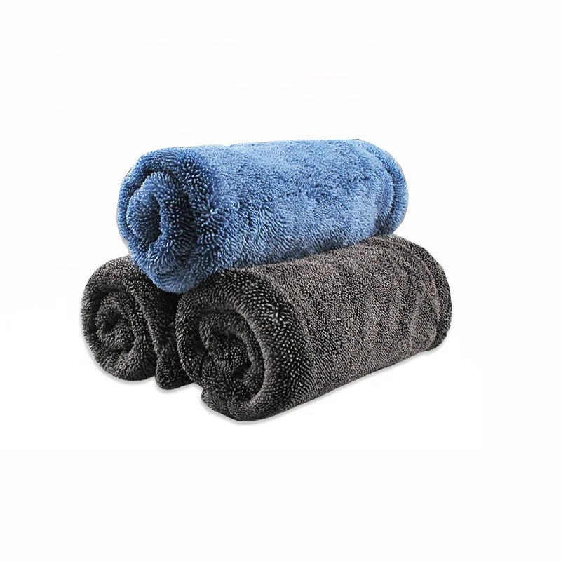Factory Microfiber Car Wash Drying Towel Dual Side Twisted Loop Quick-Dry Thick Water Absorbent Edgeless Square Design 1200gsm