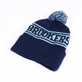 Customized Club Team Jacquard Knit Hat Winter Warmth Bobble Hat With Pom Pom