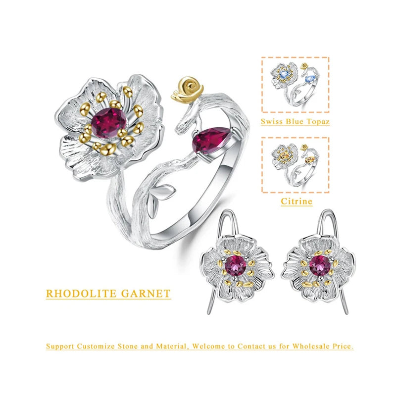 2026 Abiding Wholesale Price Designer Collection Jewelry Set Natural Gemstone 925 Sterling Silver Ring Earrings Jewelry Set