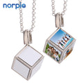 3D Cube Photo Frame Necklace Sublimation Dice Cube Necklace with 6 Inserts