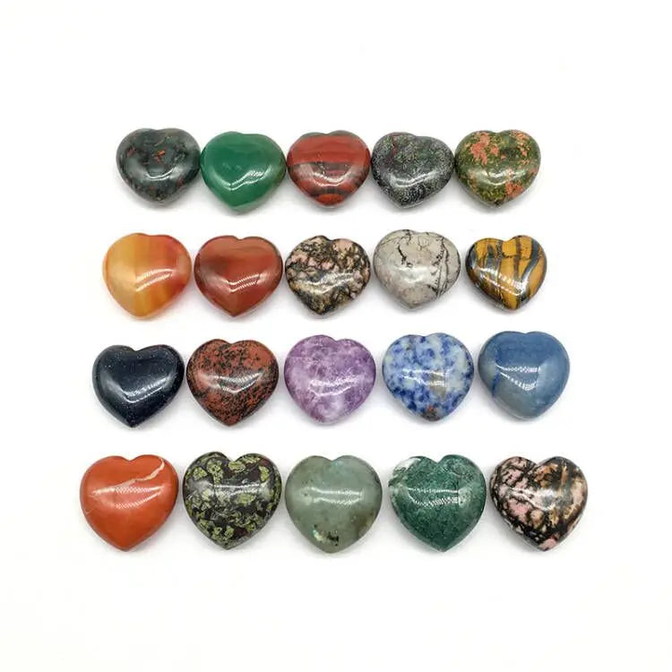 Wholesale Natural High Quality 30mm Dreant Amethyst Crystal Hearts 3cm Rose Quartz Heart Mix Material Heart for Love Gift