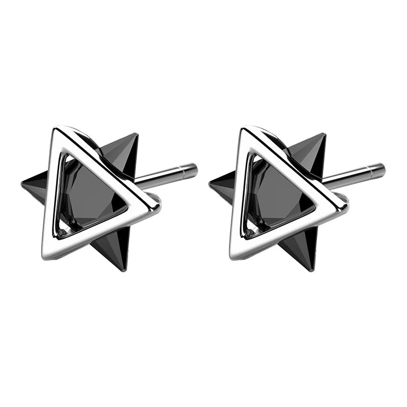 SC Wholesale Creative Diamond Earrings Trendy Geometric Earrings Fashion Shiny Triangle Zircon Stud Earrings for Men