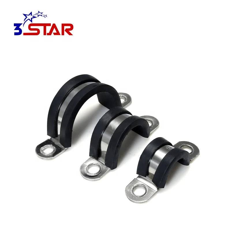 SS Saddle Rubber Pipe Clamp Customized U Type Clip Stainless Steel Electric Cable Conduit Tube Saddle Clamp