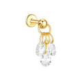 Joolim 925 Sterling Silver Fashion Elegant Crescent Star Flower Teardrop Zirconia Dangle Hoop Earrings Zircon Single Earring