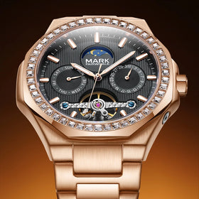 Hot Selling Double Movement Design Waterproof Business Double Mechanical Tourbillon Watch for Men