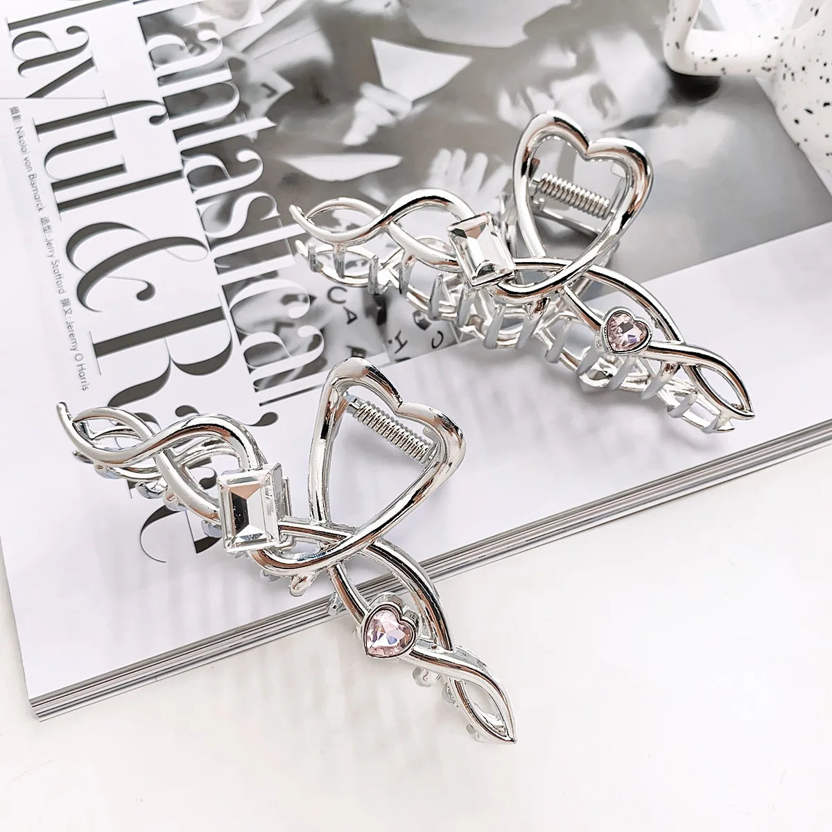 SongMay Elegant Fashion Large Size Liquid State Alloy Zircon Hair Claw Clip for Girls and Women