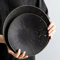 Matte Claytan Eco-Friendly Porcelain Dinner Plate Gold Rim Vintage Customized Pattern Food Safe Wholesale for Hotel Restaurant