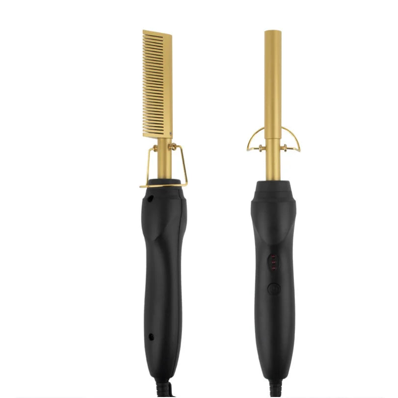 Custom Logo 2 in 1 Hair Straightener Custom Logo Electric Heating Comb Brush Flat Iron Hair Brushes for Women