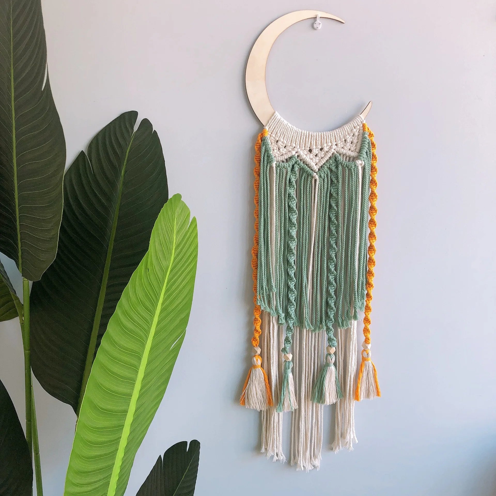 Handmade Moon Wall Hanging Tapestry Boho Home Decor Art Macrame Dream Catch