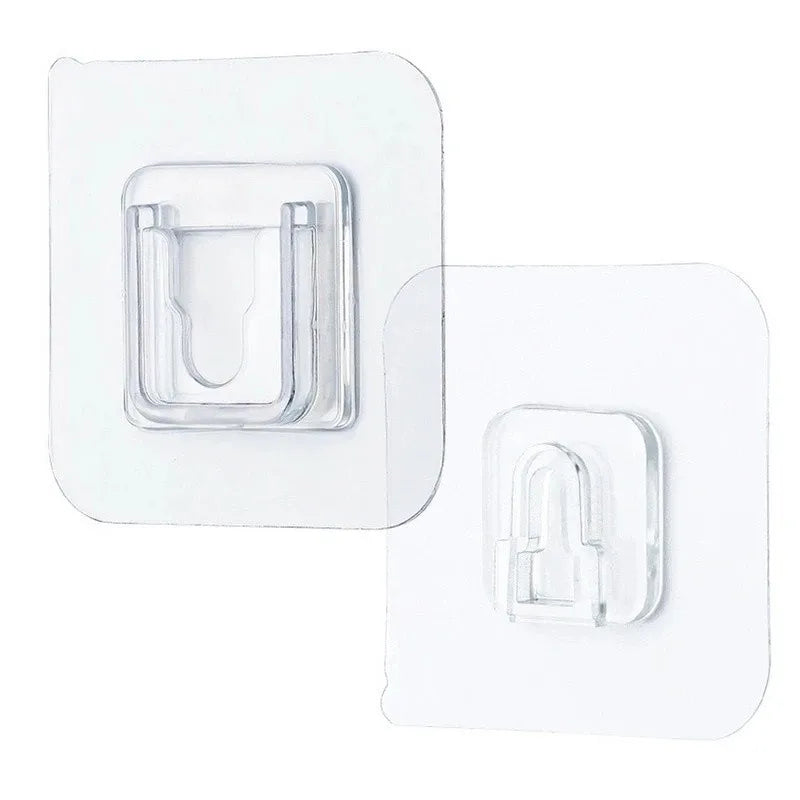Waterproof Removable Double-Sided Adhesive Plastic Solid Transparent Wall-Mounted Hanging Hook