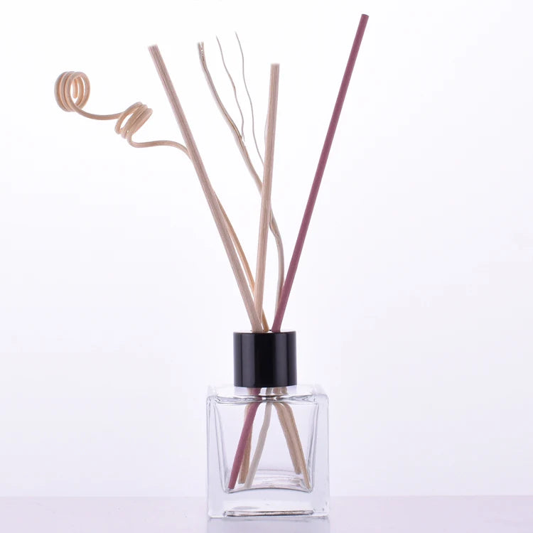 50ml Clear Square for Reed Diffuser Bottle with Custom Packaging and Fiber Stick Screw Cap Sealing