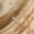 INS Fancy Cute Fashion Pure 925 Sterling Silver Shiny Zircon Butterfly Shaped Pendant Necklace for Women Girls
