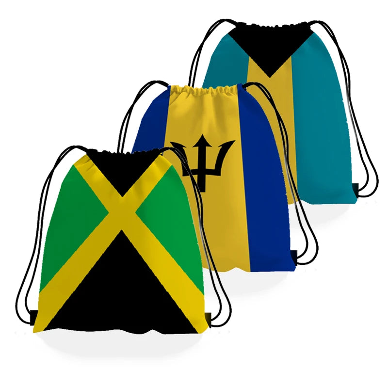 Sack Pack Soccer Italy Jamaica Portugal America National Flag Team Football Fans Drawstring Backpack Bag