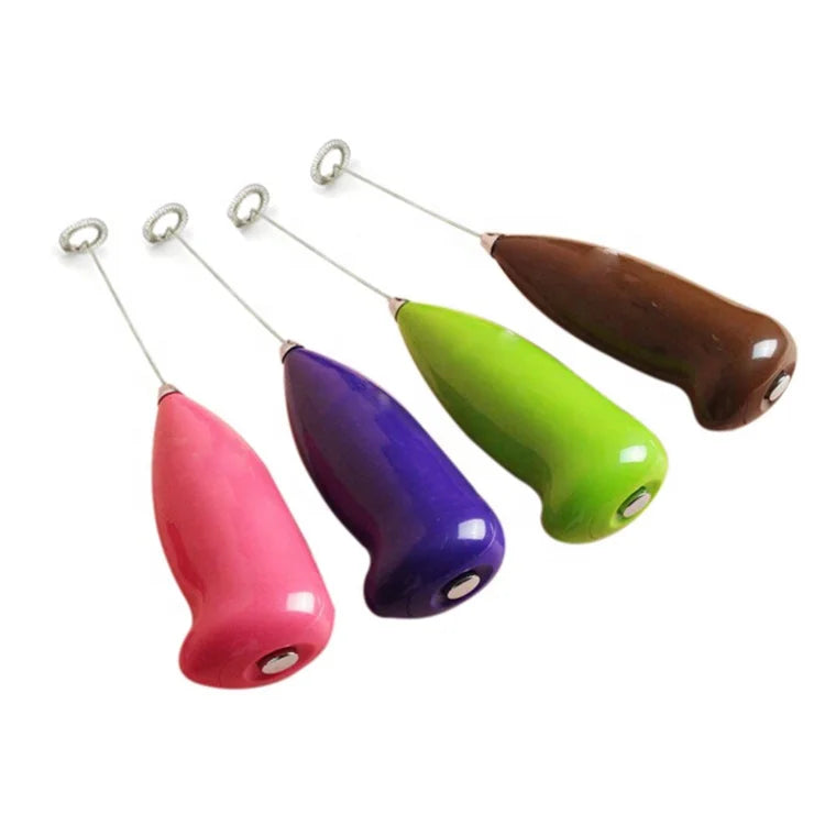Handheld Battery Powered Milk Frother Coffee Foam Wand with 2 Whisks for Latte Art & Drink Mixing