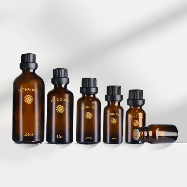 Custom Empty Glass Essential Oil Bottle With Tamper Proof Cap Dropper Insert and Orifice Reducer