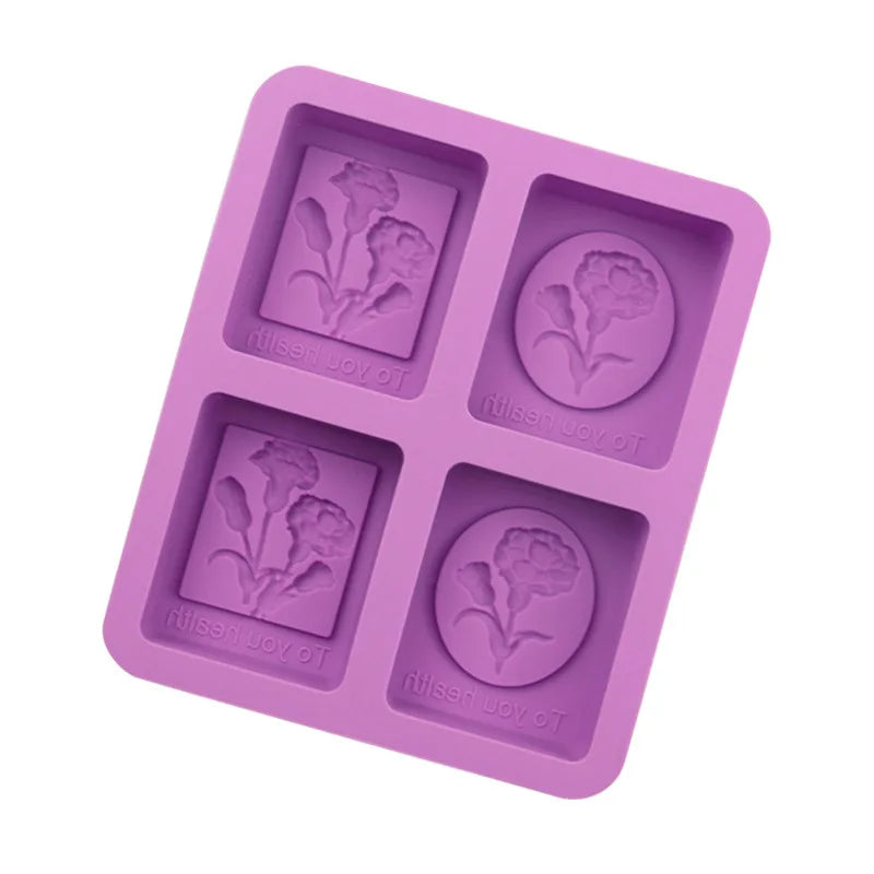 Saffron Flower Carnation Silicone Mother Rectangular Soap Molds Gift Mother's Day Diy Artificial Soap Flower