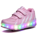 Wholesale Two Wheels Kids Roller Skating Shoes Adjustable Flashing  Roller Shoes LED Light Flying Sneakers