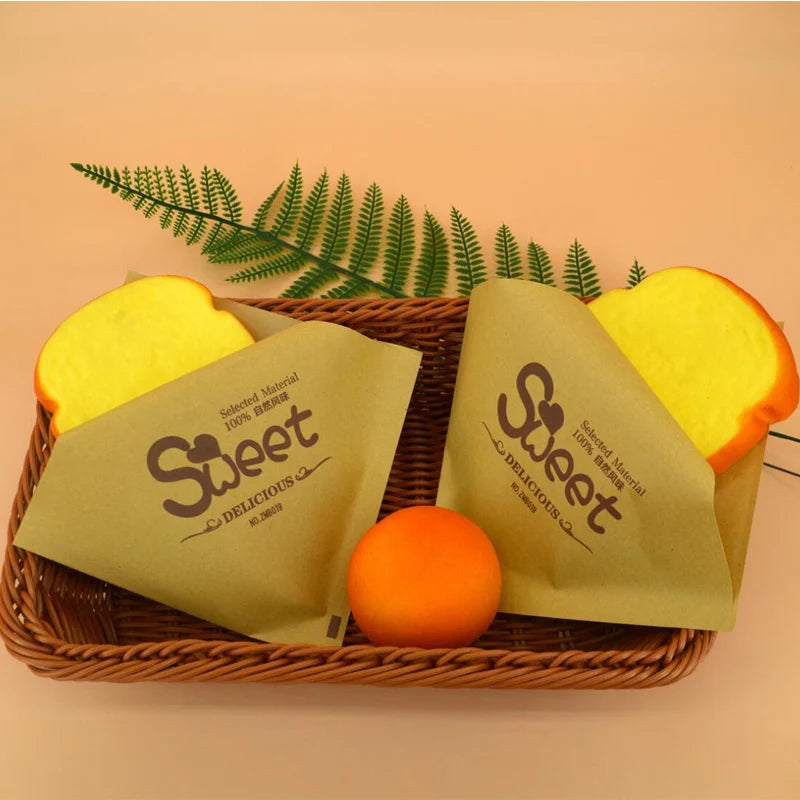 Biodegradable Disposable Pie Dumpling Customize Kraft Paper Food Packaging Bag with Printing and Logo