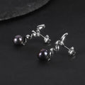 D1032 Abiding Jewelry Manufacturer 8mm Black Fresh Water Pearl Fresh Water Pearl Earring Stud Drop 925 Silver Statement Earrings