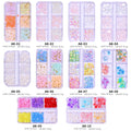 6Grid Acrylic Flower Camellia Nail Art Charms Color Change Shine Heart Bow Butterfly Nail Rhinestones Decoration
