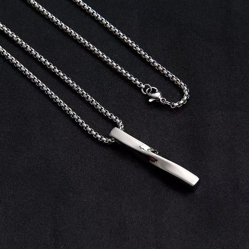 Unisex Fashion Spiral Necklace with Stainless Steel Link Chain Stylish Star Pattern Diamond for Punk Style Gift Idea