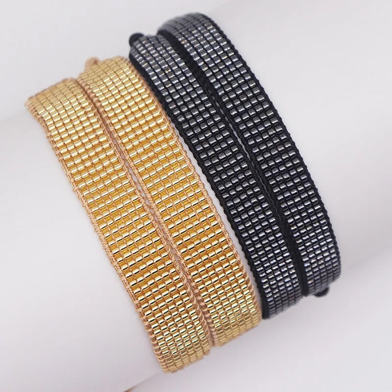 Handmade Miyuki Beads Bracelet for Women Bohemian Style Woven Delicate Adjustable Charm Bracelet Plain Normal Design