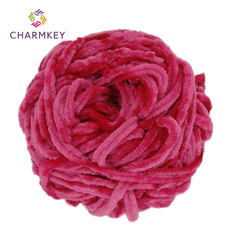 Charmkey Colorful Crochet 100% Polyester Fluffy 2mm Thickness Fuzzy Chenille Velvet Yarn