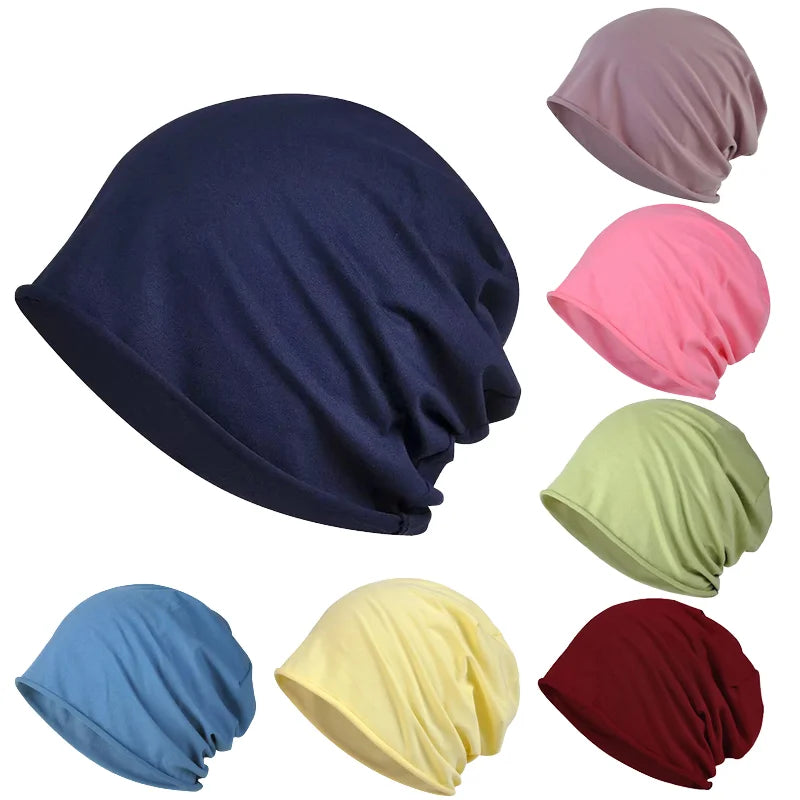 Men's Elastic Fleece Warmer Beanie Hat for Sports Cycling & Running Quick-Drying Breathable Helmet Liner with Skull Wave Cap