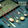 Light Luxury Stainless Steel Gold Cutlery Set Creative Western Knife Fork Spoon Nine Pcs Cutlery Set Wedding