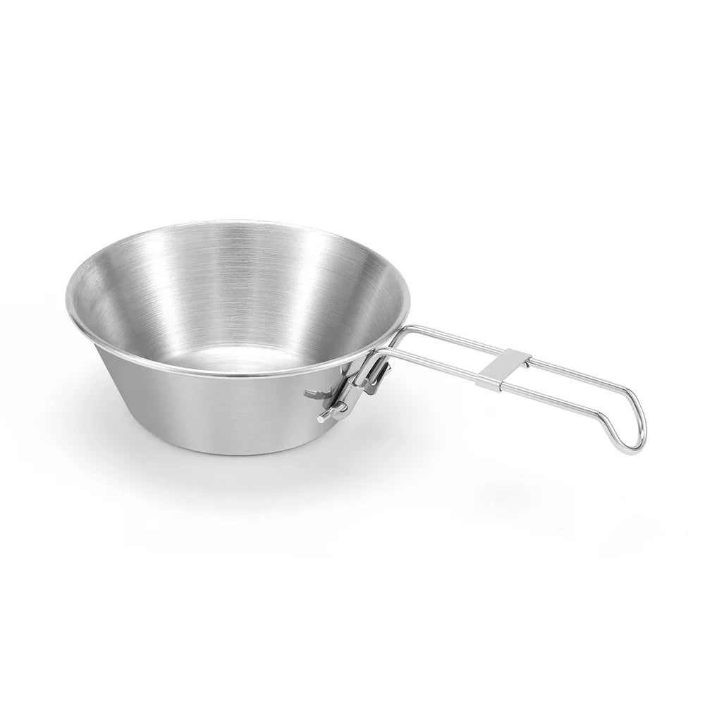 Outdoor 304 Stainless Steel Folding Cup Camping Tableware Picnic Wide Mouth Tea Cup Sheila Bowl Mountaineering Water Cup