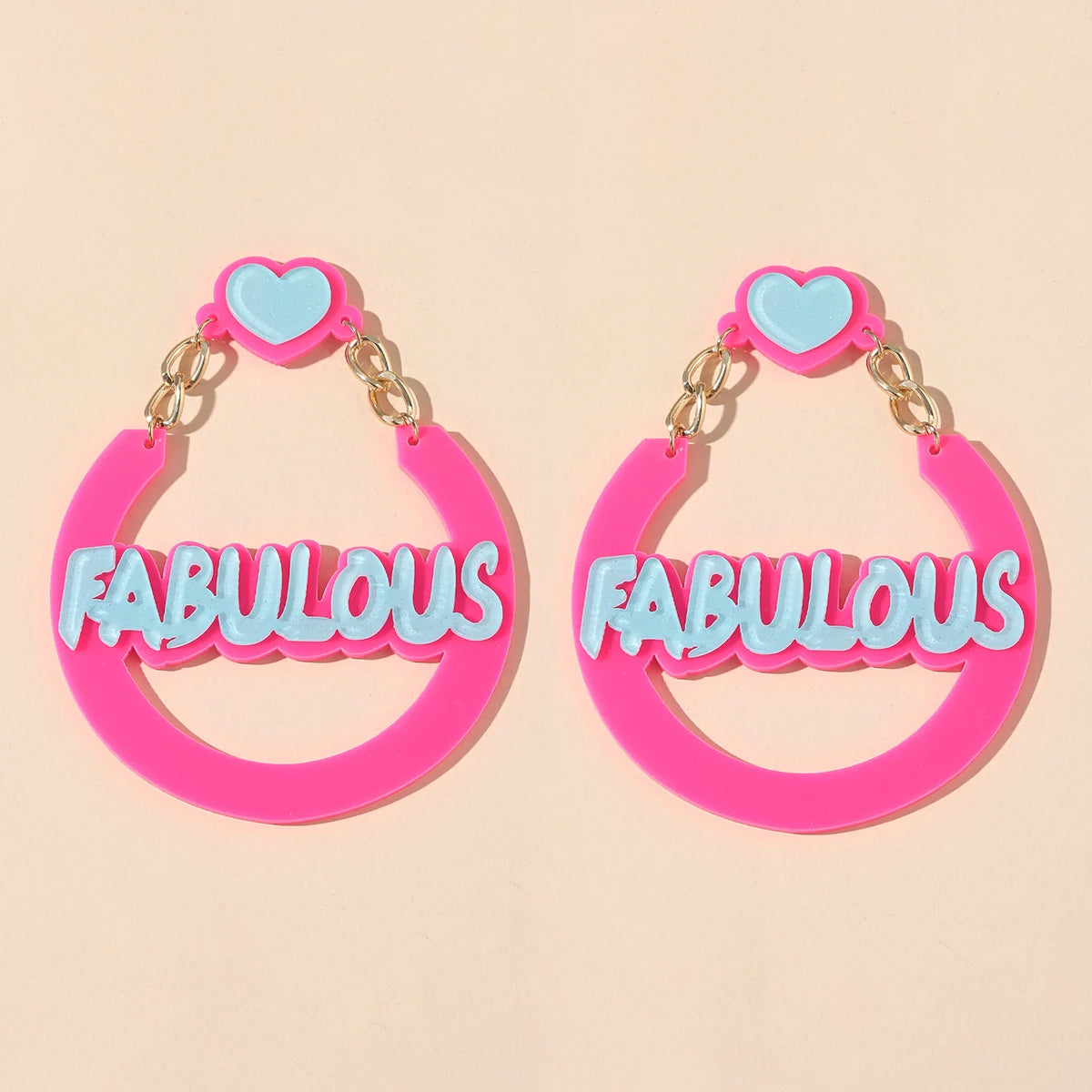 Personality Exaggerated Fashion Chain Punk Hip Hop English Alphabet Cool Girl Acrylic Earrings