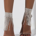 Full Crystal Tassel Anklet Luxury Shining Shoes Jewelry Sexy Foot High Heel Rhinestone Anklets for Women