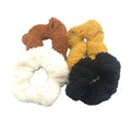 Women's Fashion Elastic Fabric Hair Tie Solid Color Flush Fur Scrunchies Hair Accessories Hairbands