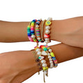 BB1036 Multi Colored Heishi Vinyl Freshwater Pearl Beaded Bracelets Polymer Clay Beads Disk Bohemian Adjustable Bracelets